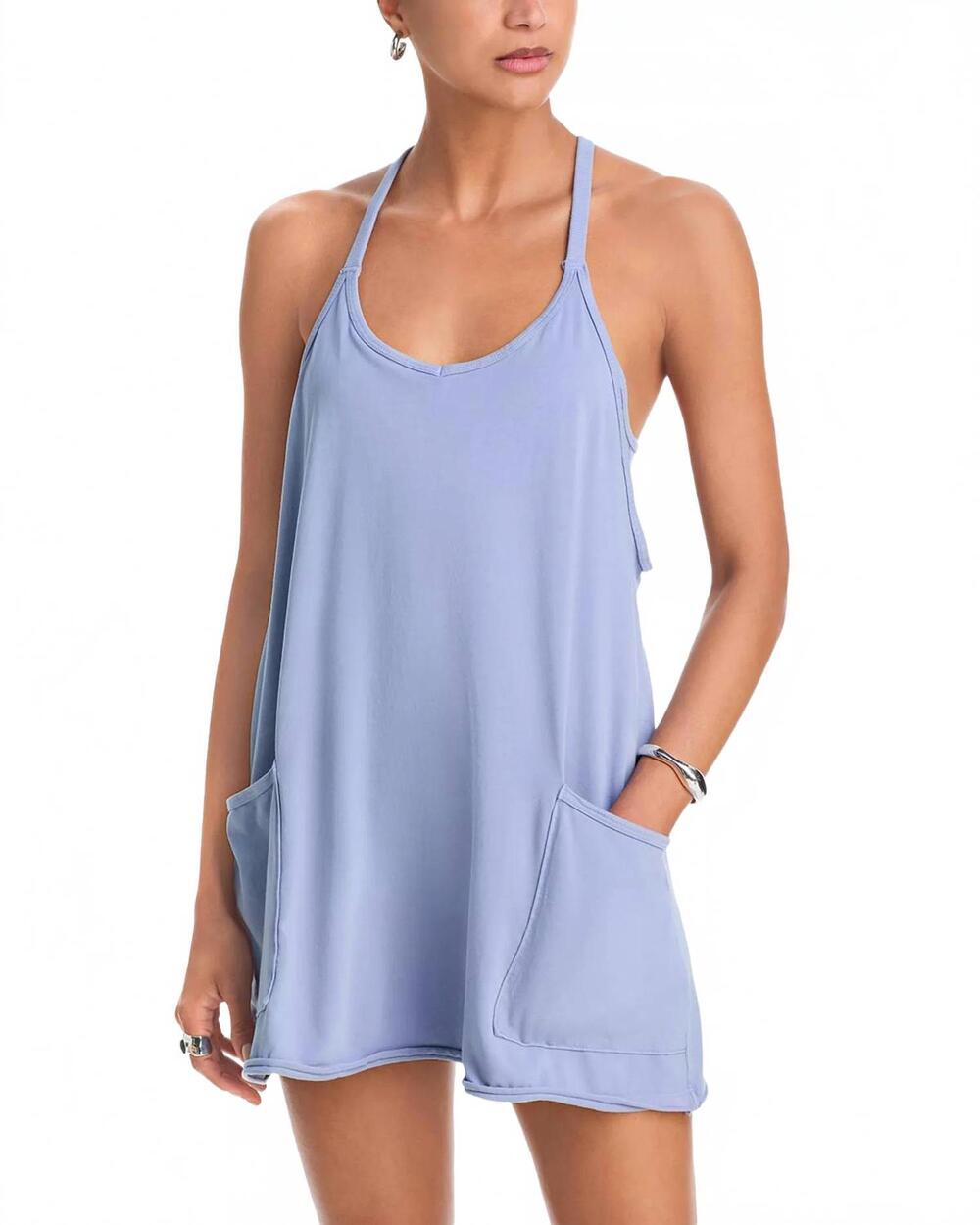 NEW FREE PEOPLE hot shot mini dress in blue ash